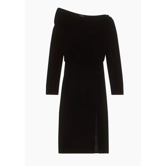 THEORY Off-The-Shoulder Velvet Midi-Dress Size‎ 2 Long Sleeves - Picture 16 of 16